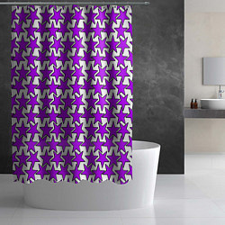 Шторка для душа Ретро звёзды фиолетовые, цвет: 3D-принт — фото 2