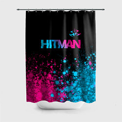 Шторка для душа Hitman - neon gradient: символ сверху, цвет: 3D-принт