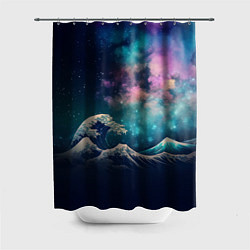 Шторка для душа Космическая Большая волна в Канагаве, цвет: 3D-принт