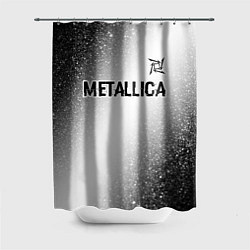 Шторка для душа Metallica glitch на светлом фоне: символ сверху, цвет: 3D-принт