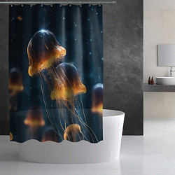 Шторка для душа Люминисцентные медузы, цвет: 3D-принт — фото 2