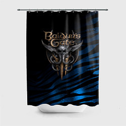 Шторка для душа Baldurs Gate 3 logo blue geometry, цвет: 3D-принт