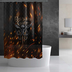 Шторка для душа Baldurs Gate 3 logo fire, цвет: 3D-принт — фото 2