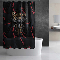 Шторка для душа Baldurs Gate 3 logo dark red, цвет: 3D-принт — фото 2