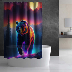 Шторка для душа Люминесцентный медведь гризли, цвет: 3D-принт — фото 2