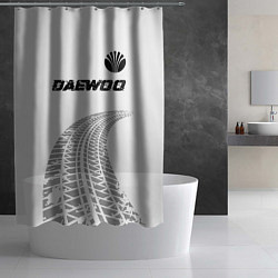 Шторка для душа Daewoo speed на светлом фоне со следами шин: симво, цвет: 3D-принт — фото 2