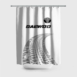 Шторка для душа Daewoo speed на светлом фоне со следами шин: симво, цвет: 3D-принт