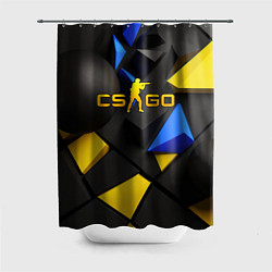 Шторка для душа CSGO blue yellow abstract, цвет: 3D-принт