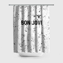 Шторка для душа Bon Jovi glitch на светлом фоне: символ сверху, цвет: 3D-принт