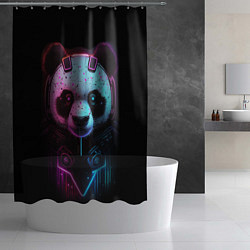 Шторка для душа Панда в стиле киберпанк, цвет: 3D-принт — фото 2