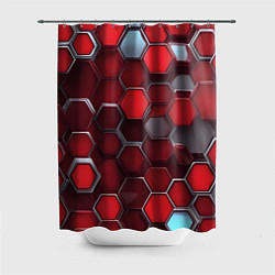 Шторка для душа Cyber hexagon red, цвет: 3D-принт