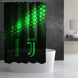 Шторка для душа Juventus green logo neon, цвет: 3D-принт — фото 2