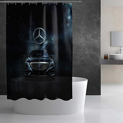 Шторка для душа Mercedes Benz black, цвет: 3D-принт — фото 2