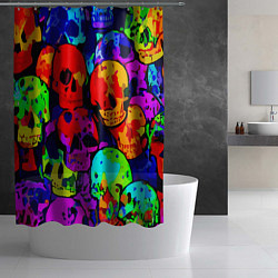 Шторка для душа Паттерн из черепов - поп-арт - мода, цвет: 3D-принт — фото 2