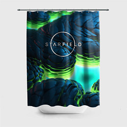 Шторка для душа Starfield blue green logo, цвет: 3D-принт