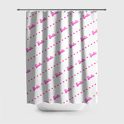 Шторка для душа Барби паттерн - логотип и сердечки, цвет: 3D-принт