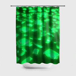 Шторка для душа Зеленые свечения, цвет: 3D-принт