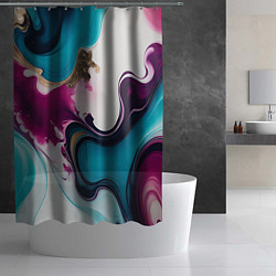 Шторка для душа Жидкий красочный узор - нейросеть, цвет: 3D-принт — фото 2