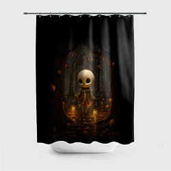 Шторка для душа Призрак в лесу - скелет, цвет: 3D-принт