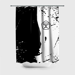 Шторка для душа Ссср знак качества - краски брызг чёрно-белых, цвет: 3D-принт