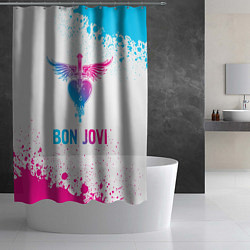 Шторка для душа Bon Jovi neon gradient style, цвет: 3D-принт — фото 2