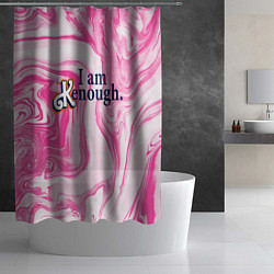 Шторка для душа I am kenough - розовые разводы краски, цвет: 3D-принт — фото 2