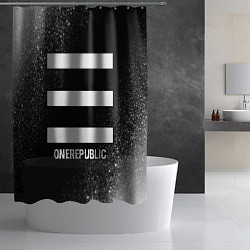 Шторка для душа OneRepublic glitch на темном фоне, цвет: 3D-принт — фото 2