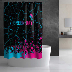 Шторка для душа Green Day - neon gradient: символ сверху, цвет: 3D-принт — фото 2