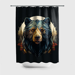 Шторка для душа Арт осенний медведь, цвет: 3D-принт