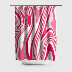 Шторка для душа Абстракция бело-серо-розовый, цвет: 3D-принт