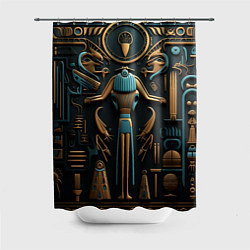 Шторка для душа Орнамент в стиле египетской иероглифики, цвет: 3D-принт