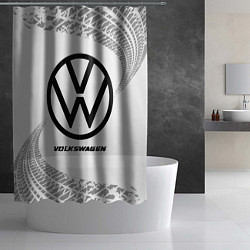 Шторка для душа Volkswagen speed на светлом фоне со следами шин, цвет: 3D-принт — фото 2