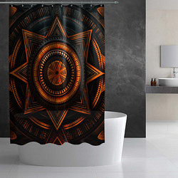 Шторка для душа Орнамент в африканском стиле на тёмном фоне, цвет: 3D-принт — фото 2