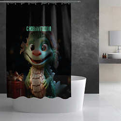 Шторка для душа С новым годом зеленого дракона, цвет: 3D-принт — фото 2