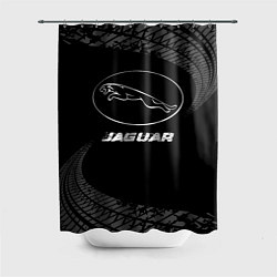 Шторка для душа Jaguar speed на темном фоне со следами шин, цвет: 3D-принт