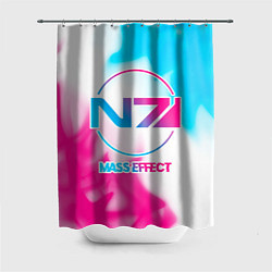 Шторка для душа Mass Effect neon gradient style, цвет: 3D-принт