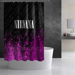 Шторка для душа Nirvana rock legends посередине, цвет: 3D-принт — фото 2