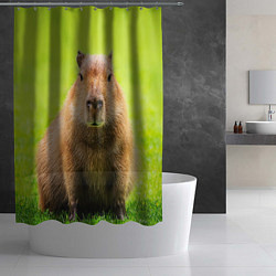 Шторка для душа Capybara on green grass, цвет: 3D-принт — фото 2