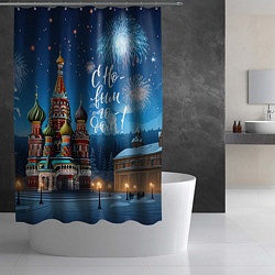 Шторка для душа Москва новогодняя, цвет: 3D-принт — фото 2