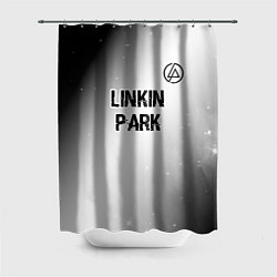 Шторка для душа Linkin Park glitch на светлом фоне посередине, цвет: 3D-принт