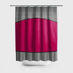 Шторка для душа Узор из красного и черно-белых полос, цвет: 3D-принт