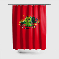 Шторка для душа Новогодний кото-дракон, цвет: 3D-принт