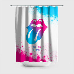 Шторка для душа Rolling Stones neon gradient style, цвет: 3D-принт