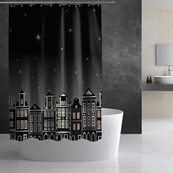 Шторка для душа Ночной город и звездное небо, цвет: 3D-принт — фото 2