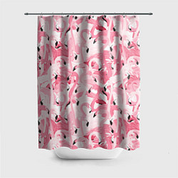 Шторка для душа Стая розовых фламинго, цвет: 3D-принт