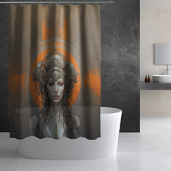 Шторка для душа Девушка в футуристичном шлеме, цвет: 3D-принт — фото 2