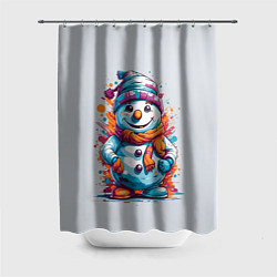Шторка для душа Снеговик от нейросети, цвет: 3D-принт