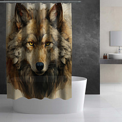 Шторка для душа Волк в стиле диаграмм Давинчи, цвет: 3D-принт — фото 2