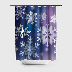 Шторка для душа Снежинки на фиолетово-синем фоне, цвет: 3D-принт