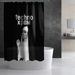 Шторка для душа Techno храм монашка курит, цвет: 3D-принт — фото 2